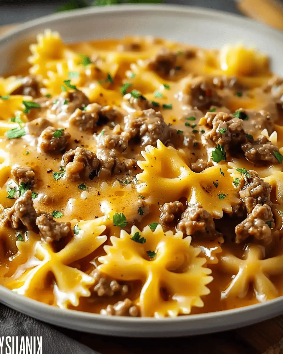Cheesy Beef Bowtie Pasta: Indulgent Garlic Butter Delights Await