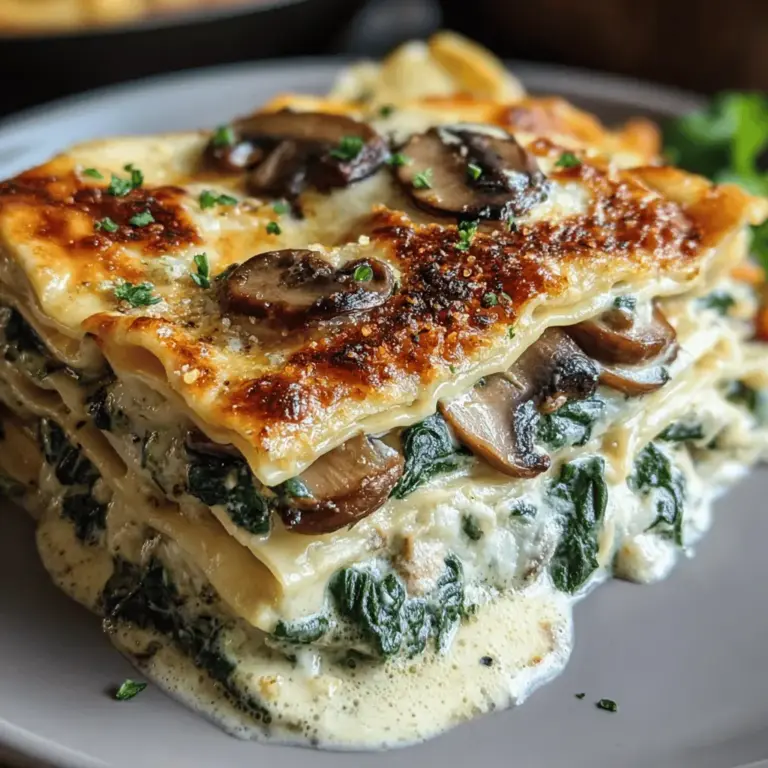 Creamy Spinach Mushroom Lasagna