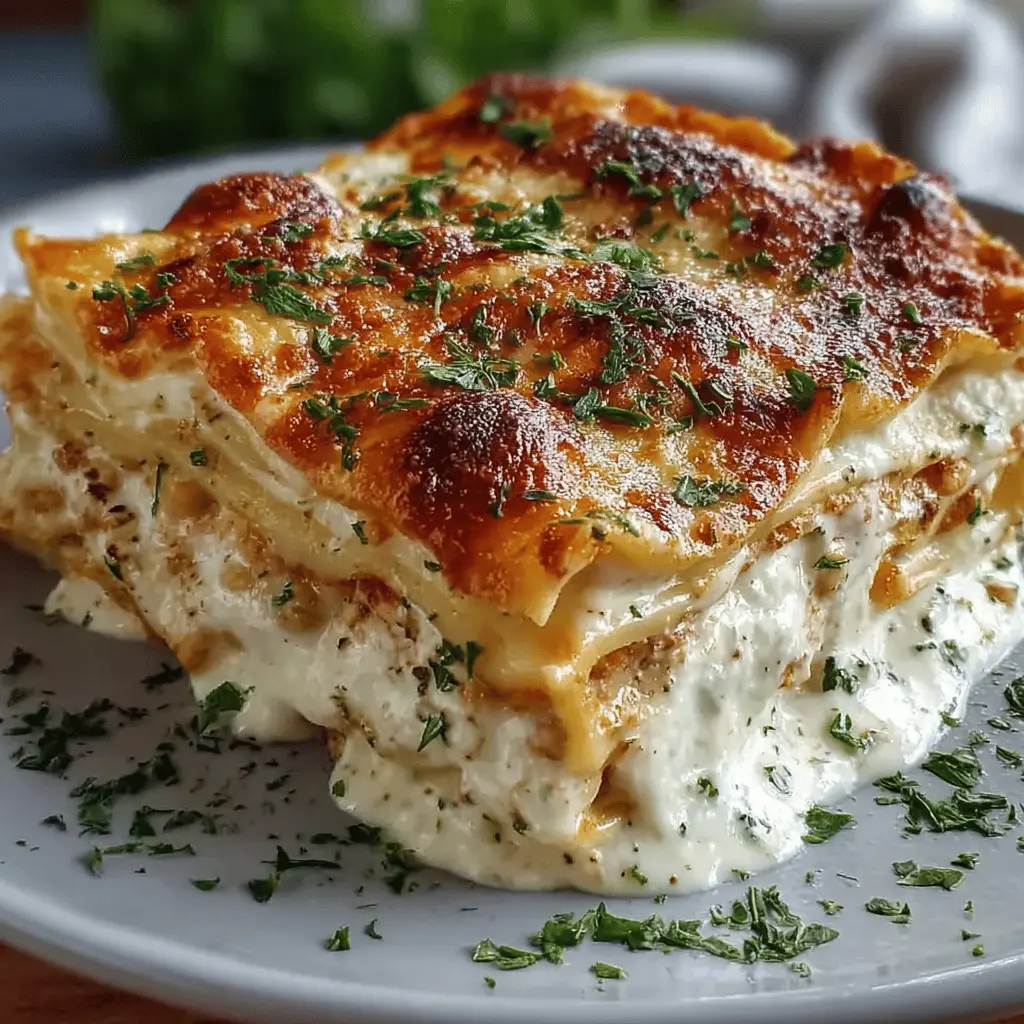 Creamy White Lasagna Delight with Turkey Bacon and Chicken Ham