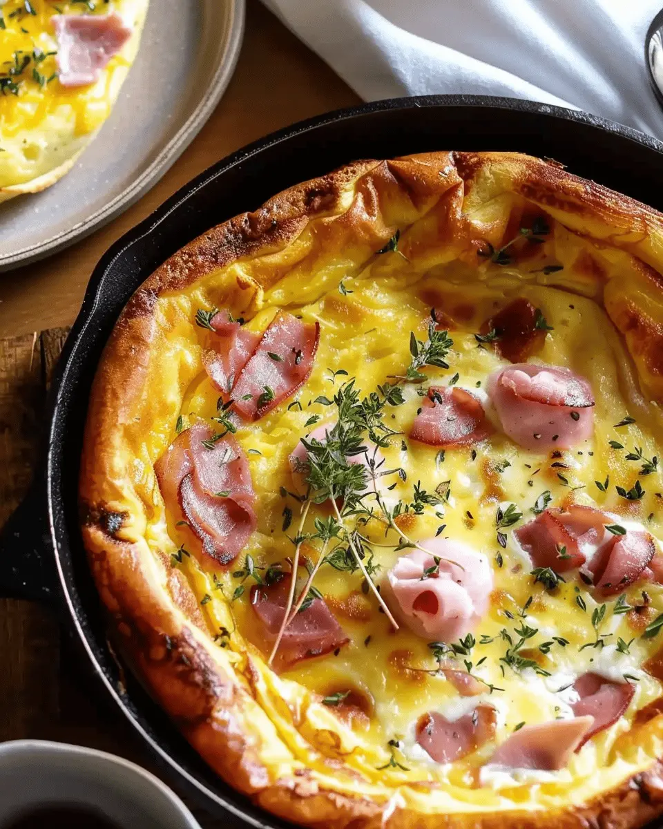 Ham and Cheese Dutch Baby: A Savory Twist with Chicken Ham and Turkey Bacon