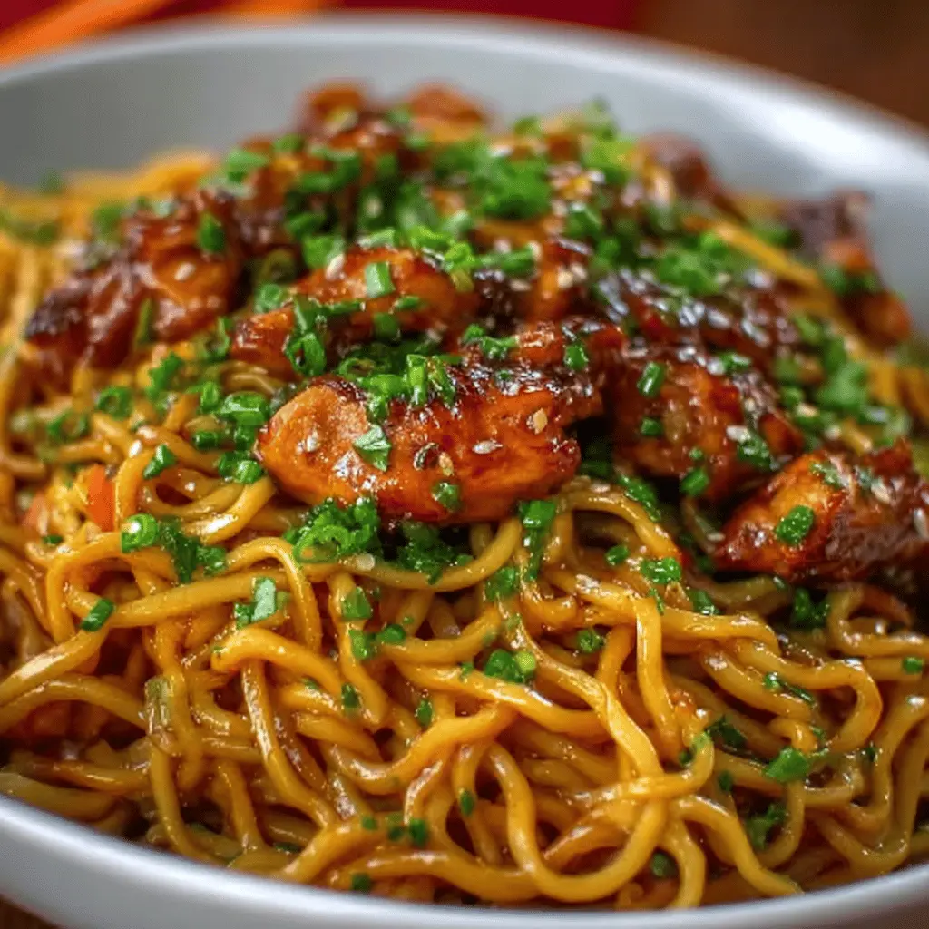 Sticky Garlic Chicken Noodles: Easy Comfort Food Delight at Home