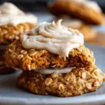 Soft Chewy Pumpkin Oatmeal Cookies Maple Frosting