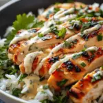 Chicken & Rice Bowls with Creamy Garlic Sauce