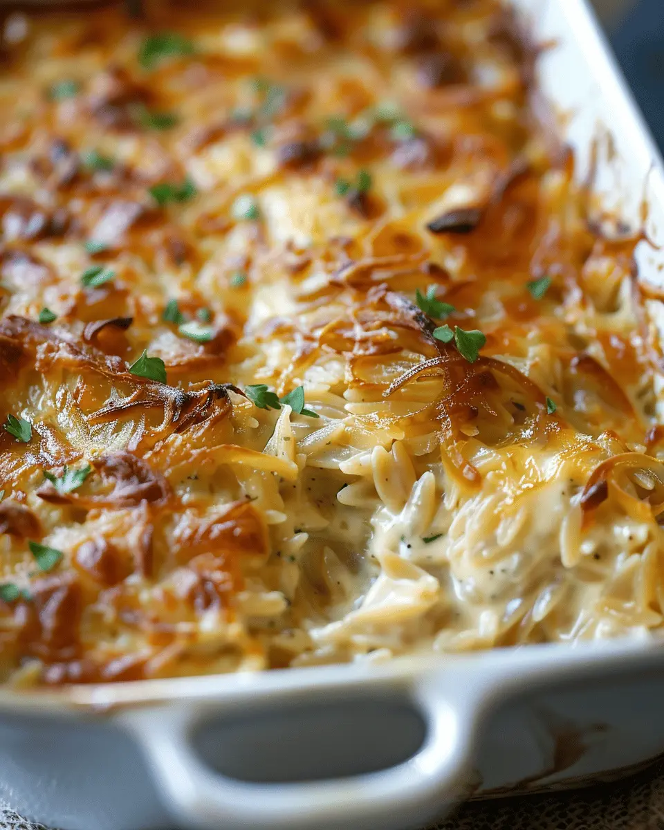 French Onion Orzo Bake: A Comforting Turkey Bacon Delight