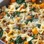 Creamy Roasted Butternut Squash Pasta with Sausage and Spinach