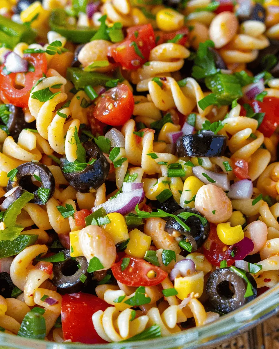 Cowboy Caviar Pasta Salad: Easy Recipe with Turkey Bacon and Chicken Ham