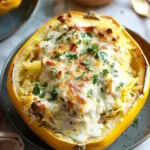 Skinny Chicken Alfredo Stuffed Spaghetti Squash