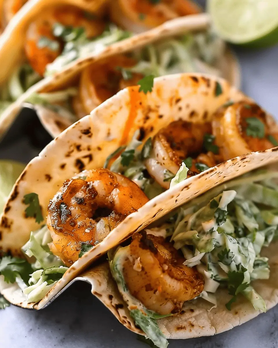 Cilantro Lime Shrimp Tacos with Creamy Slaw