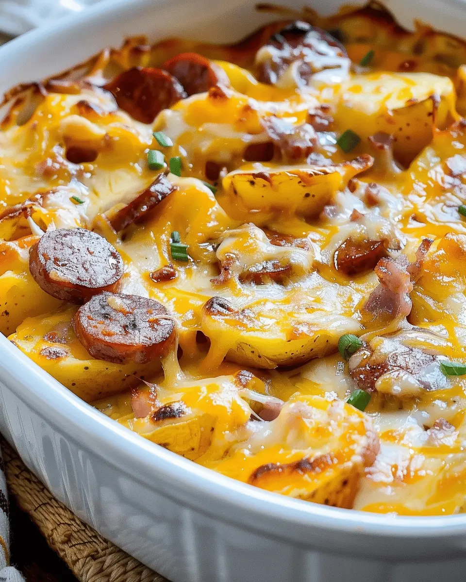 Cheesy Potatoes with Smoked Sausage: A Cozy, Indulgent Delight