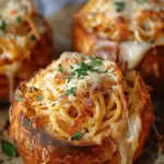 Spaghetti Garlic Bread Bowls