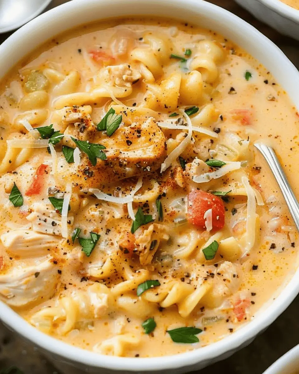 Creamy Cajun Chicken Pasta Soup