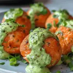 Salmon Balls with Creamy Avocado Sauce