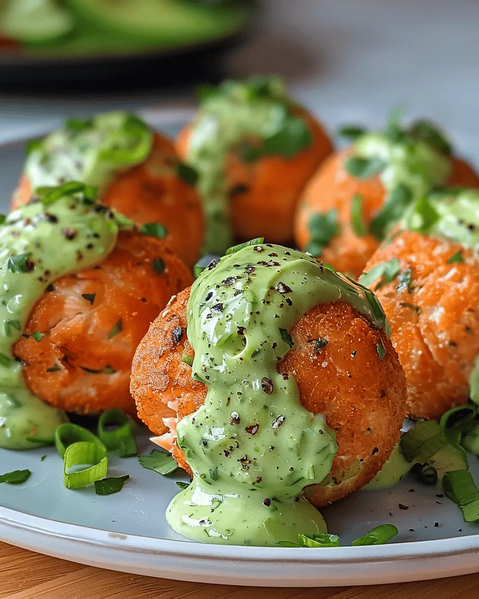 Salmon Balls with Creamy Avocado Sauce