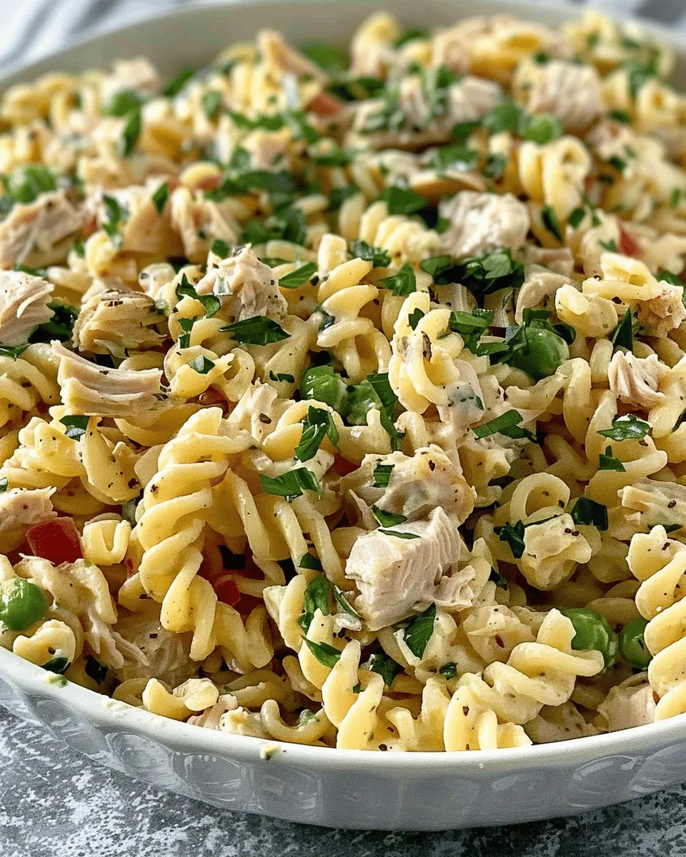 Easy Tuna Pasta Salad Delight with Turkey Bacon and Chicken Ham