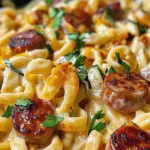 One-Pan White Cheddar Ranch Sausage Magic Pasta