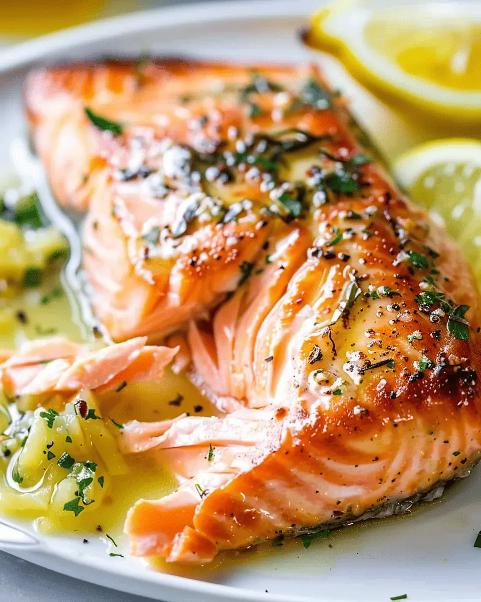 Easy Lemon Butter Salmon with Garlic Herb Turkey Bacon Delight