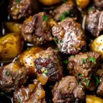 Crockpot Garlic Butter Beef Bites with Potatoes
