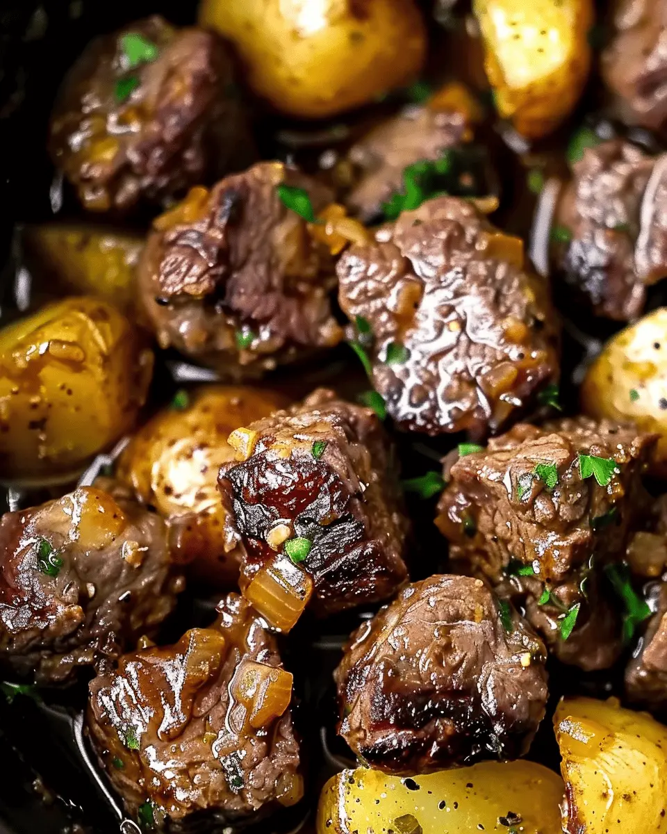 Crockpot Garlic Butter Beef Bites: Easy Comfort Food with Potatoes