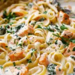 Creamy Salmon Pasta with Mixed Greens