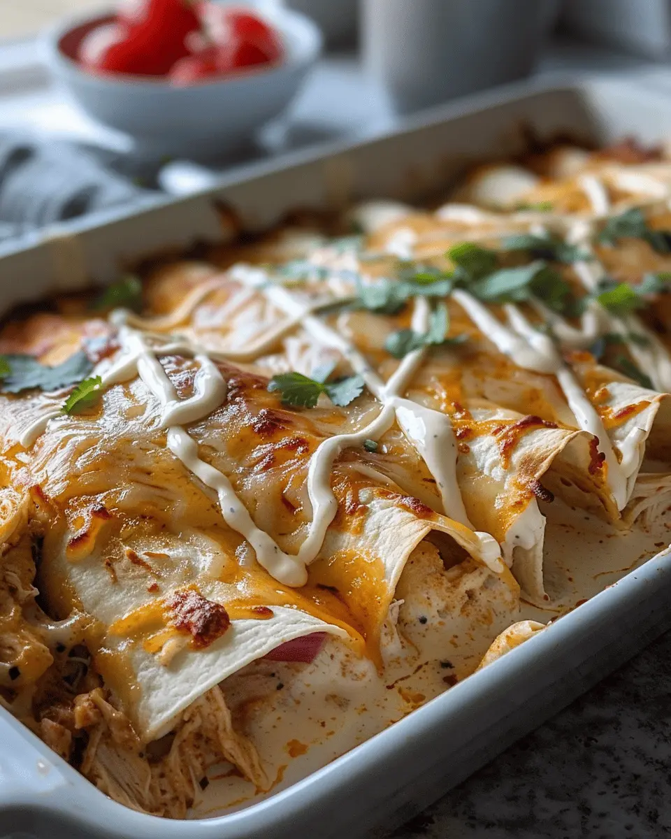 38g Protein Chicken Enchiladas with Dreamy White Sauce