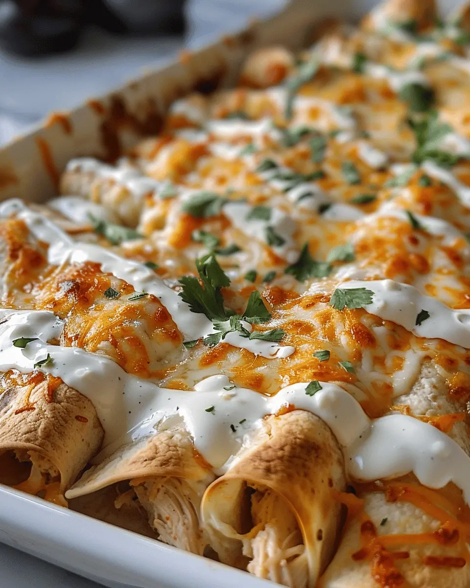 38g Protein Chicken Enchiladas with Dreamy White Sauce Delight