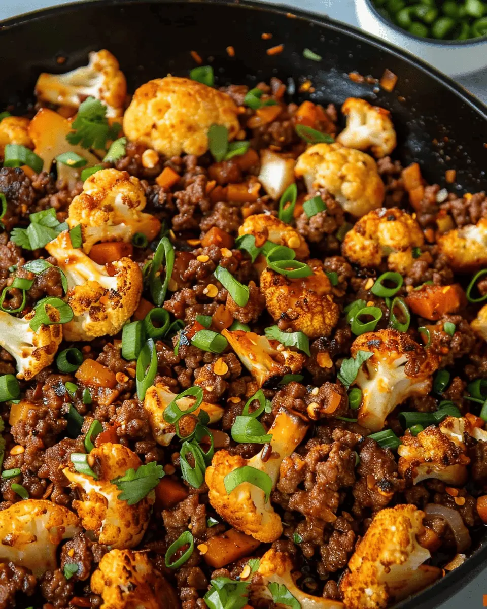 Crispy Chili Ground Beef and Cauliflower Skillet: Easy & Flavorful