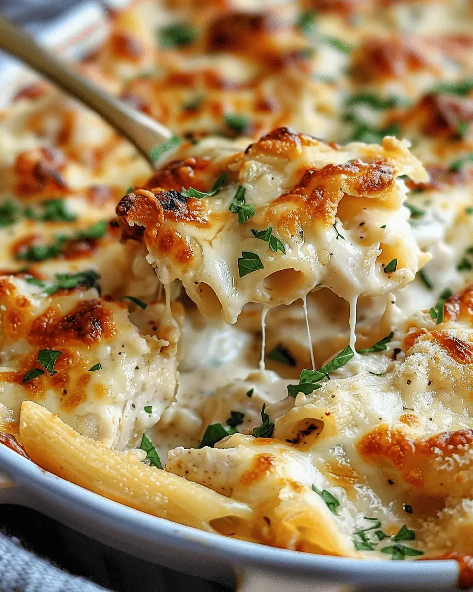 Garlic Parmesan Chicken Alfredo Bake