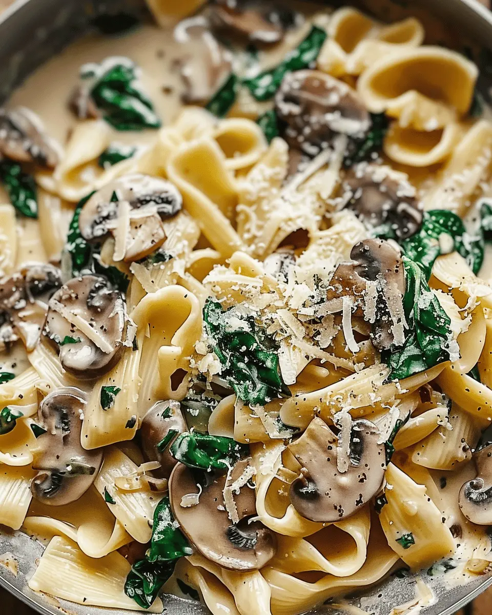 Creamy One-Pot Parmesan Pasta with Spinach & Mushrooms Magic