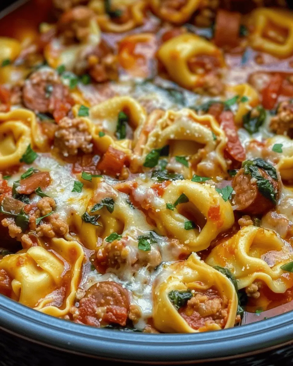 Crockpot Cheese Tortellini and Sausage