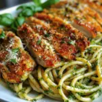 Pesto Pasta Crispy Parmesan Chicken