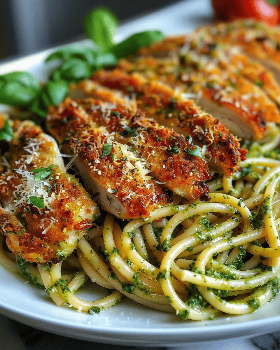 Pesto Pasta Crispy Parmesan Chicken: Easy and Delicious Dinner Idea