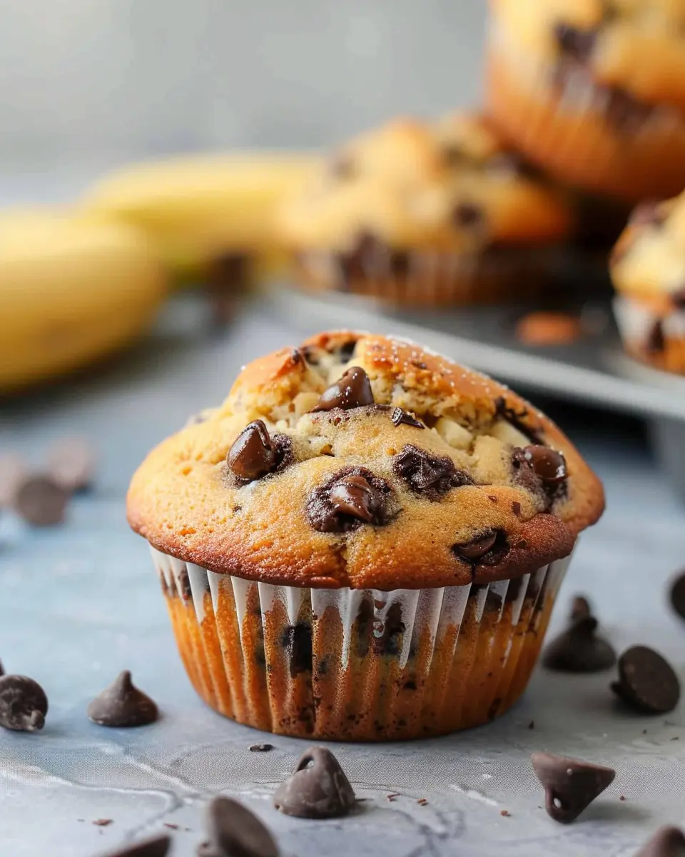 Bakery Style Banana Chocolate Chip Muffins