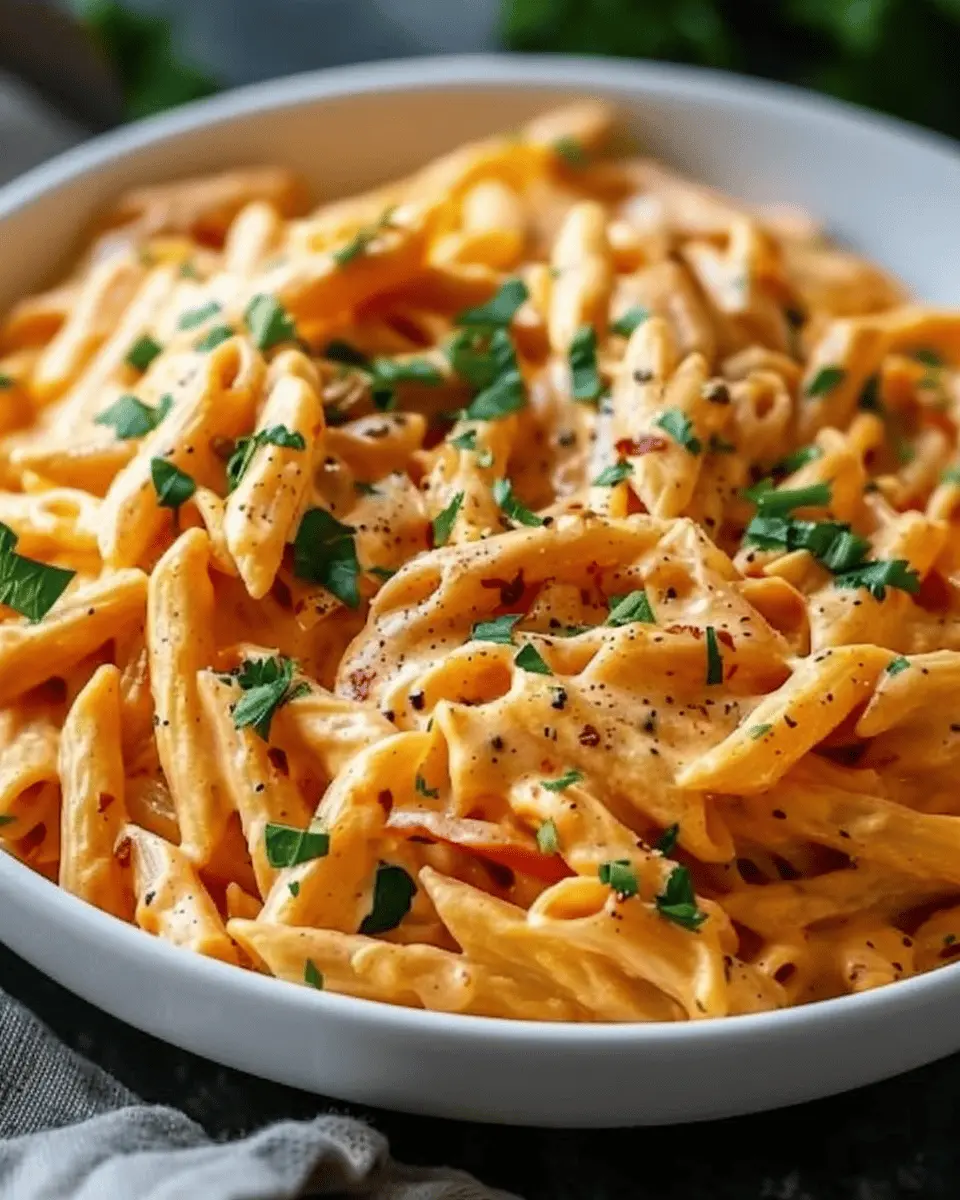 High Protein Creamy Roasted Red Pepper Pasta