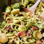 Brussels Sprouts and Bacon Pesto Pasta