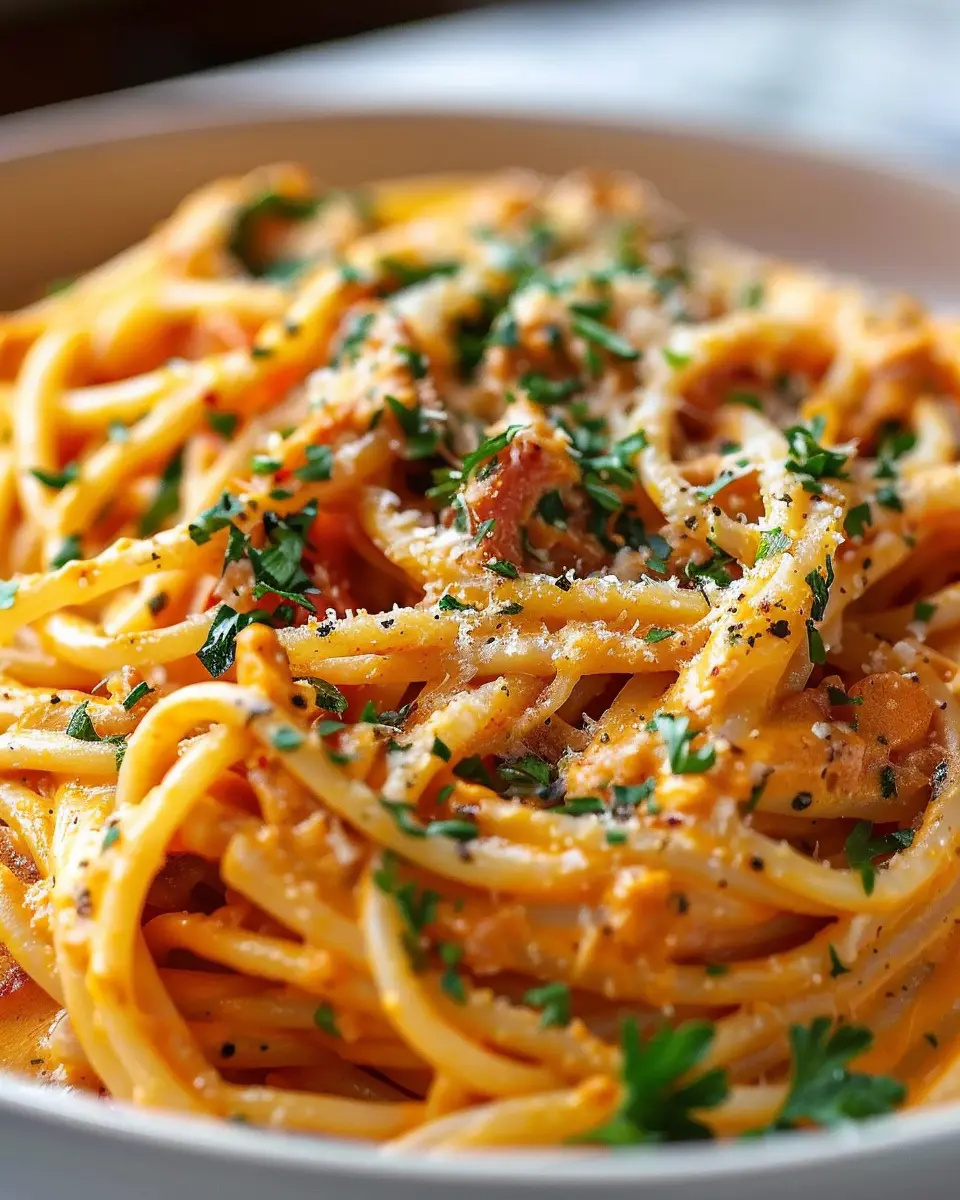 Mouthwatering Creamy Tomato Garlic Pasta with Turkey Bacon Delight