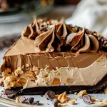 No-Bake Cream Cheese Peanut Butter Pie with Chocolate Whipped Cream