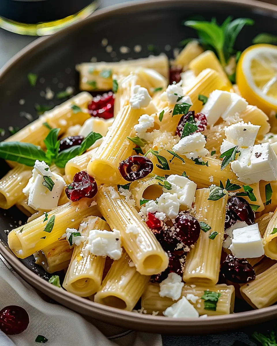 Feta & Cranberry Rigatoni Salad: Easy Lemon Vinaigrette Delight