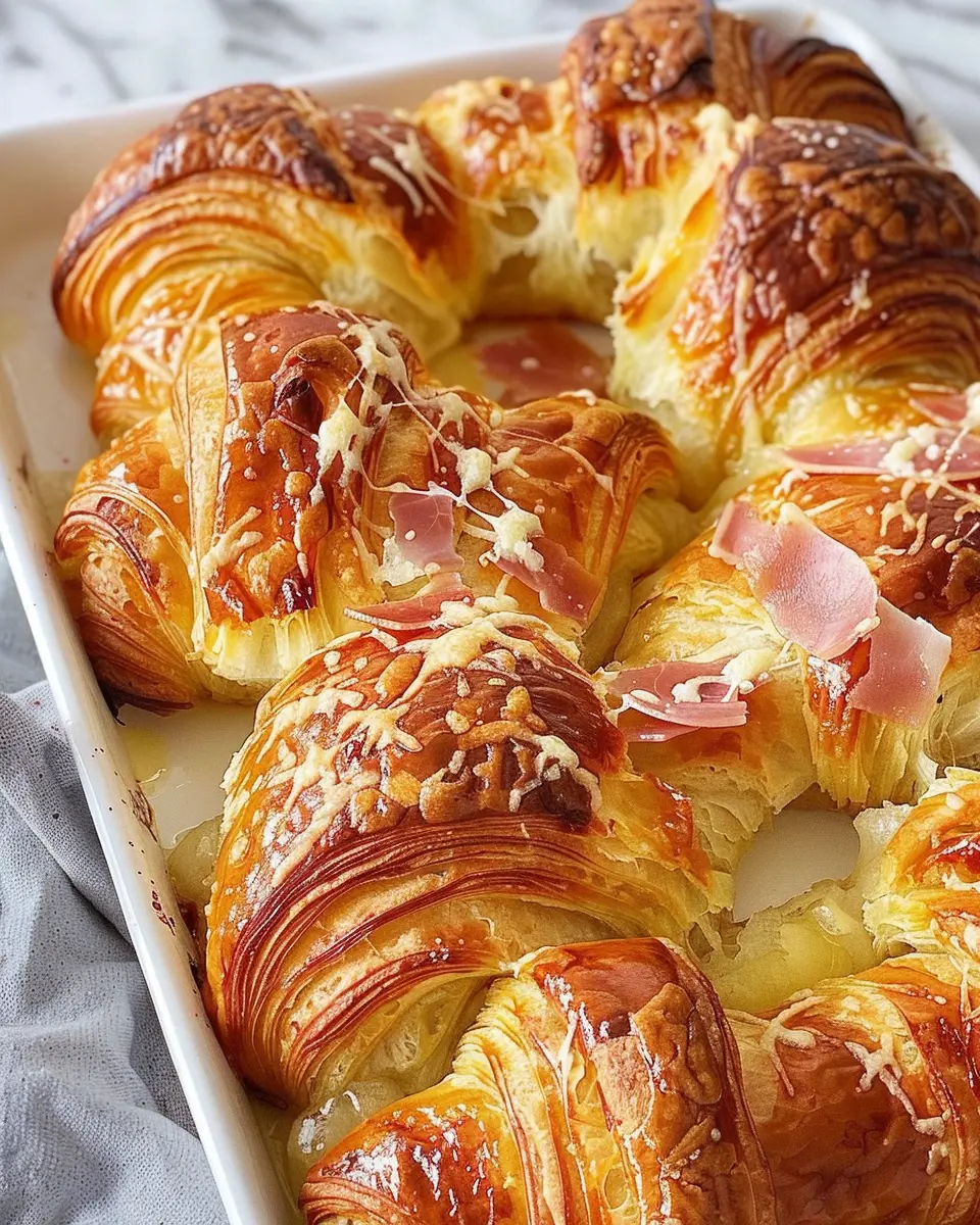 Croissant Bake: Easy Turkey Bacon and Chicken Ham Delight