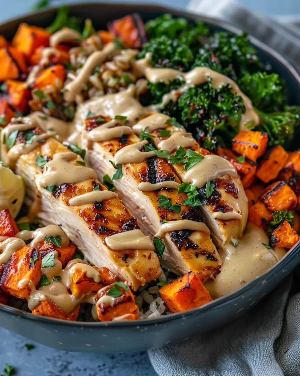 Maple Dijon Chicken Sweet Potato Bowls