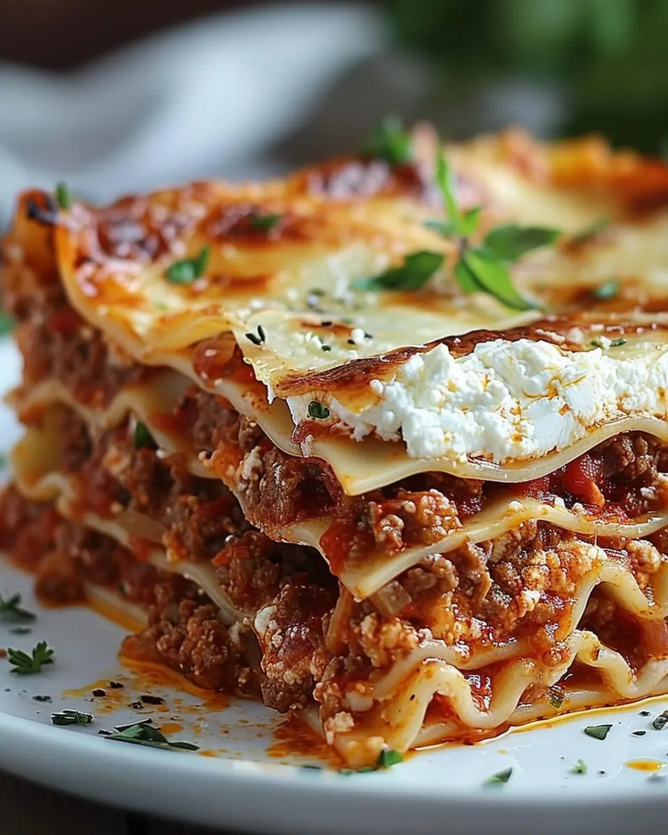 Classic Lasagna: Indulgent Ricotta and Beef Sauce Delight