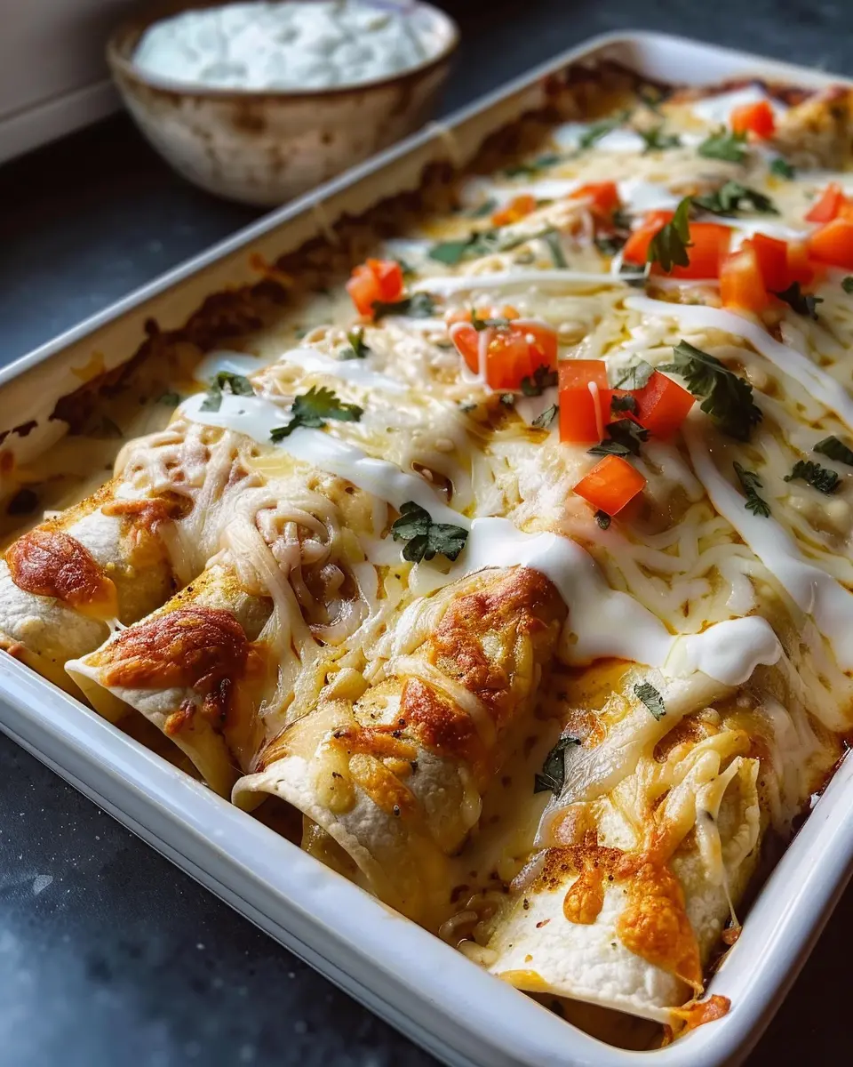 38g Protein Chicken Enchiladas with Dreamy White Sauce Recipe