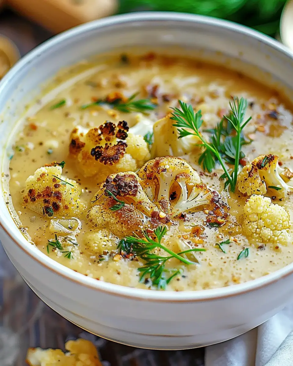 Creamy Roasted Cauliflower Soup with Mediterranean Flair: Easy & Delicious