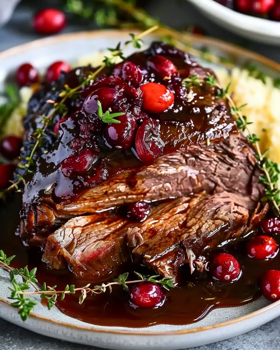 Slow-Braised Beef Roast with Cranberry Balsamic Glaze Delight