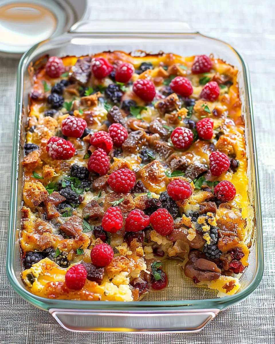 Overnight Breakfast Casserole: Easy Turkey Bacon & Chicken Ham Delight