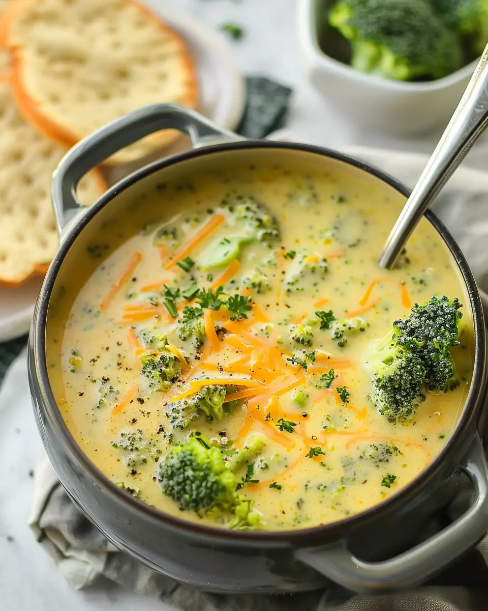 High Protein Broccoli Cheddar Soup with Turkey Bacon Delight