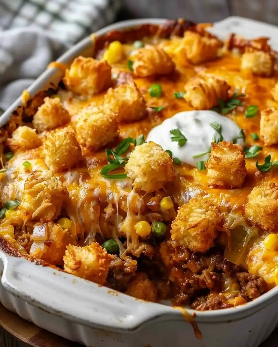 Cowboy Casserole: Indulgent Tater Tot Delight with Turkey Bacon