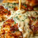 Parmesan Crusted Chicken with Creamy Garlic Sauce