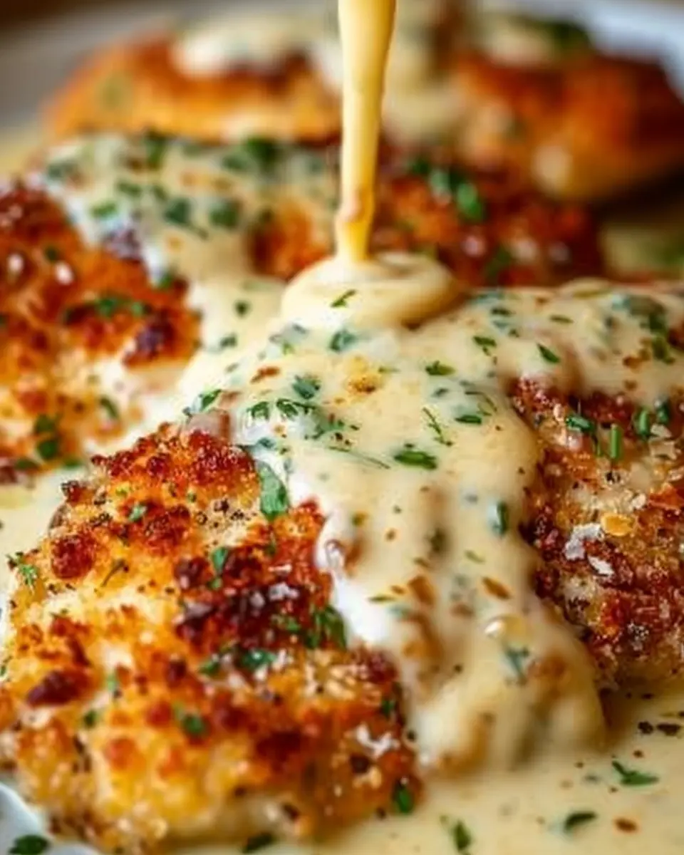 Parmesan Crusted Chicken with Creamy Garlic Sauce: Easy Indulgence