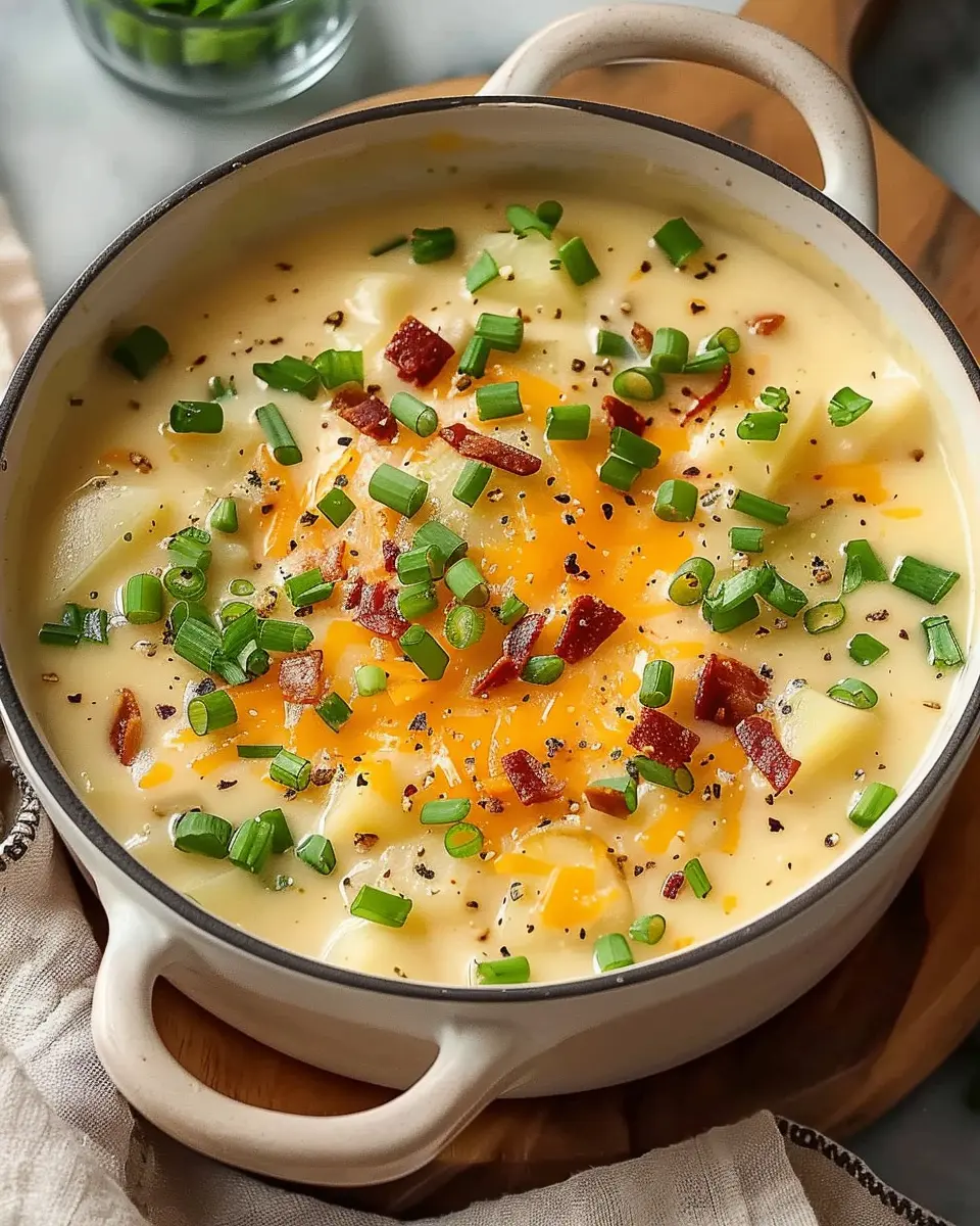 Cheesy Loaded Potato Soup: Indulgent Comfort with Turkey Bacon
