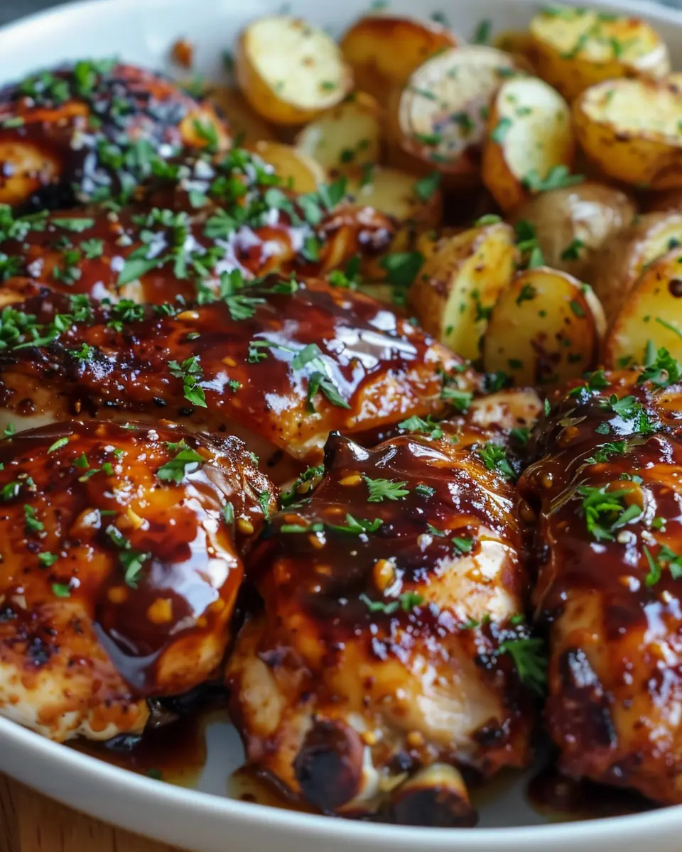 Honey BBQ Chicken: Easy Garlic Potatoes Dinner Recipe for Everyone